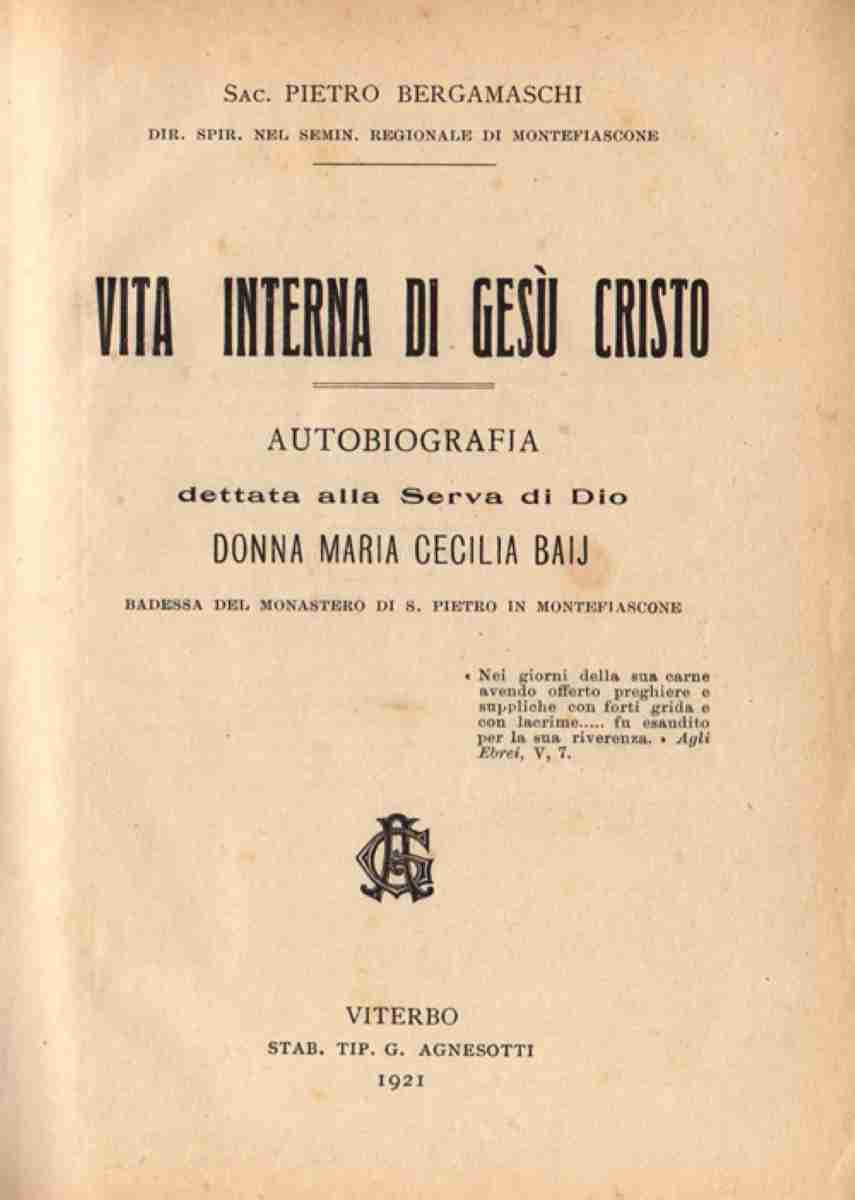 Copertina Vita interna di Gesù Cristo