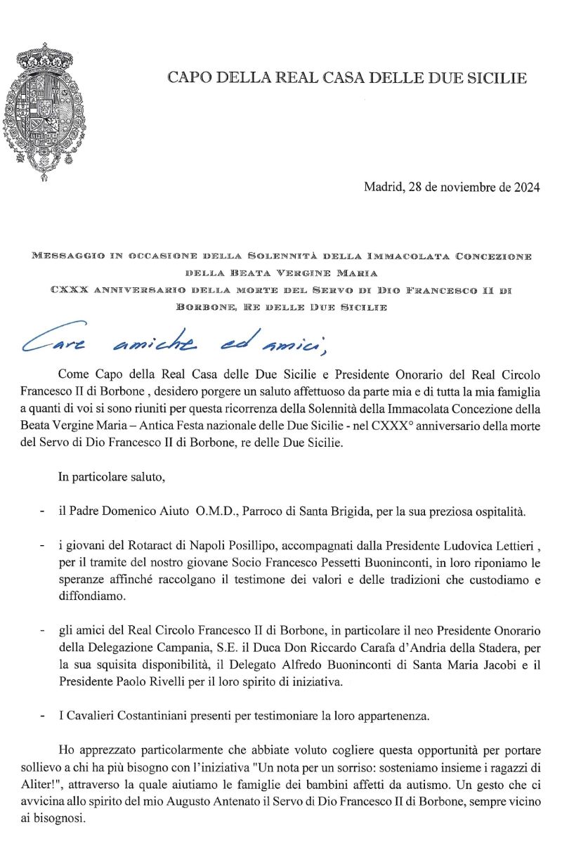 Messaggio del Gran Maestro