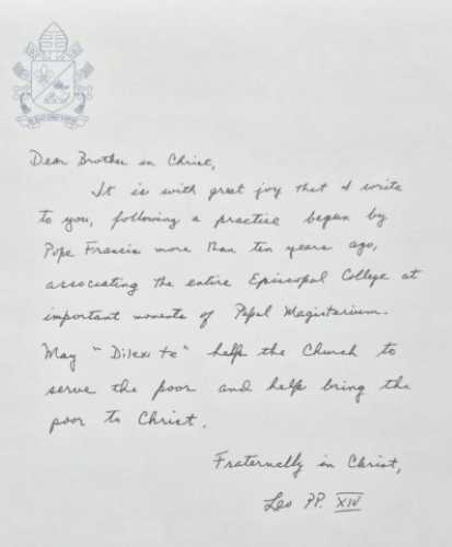 Lettera autografa Papa Leone XIV