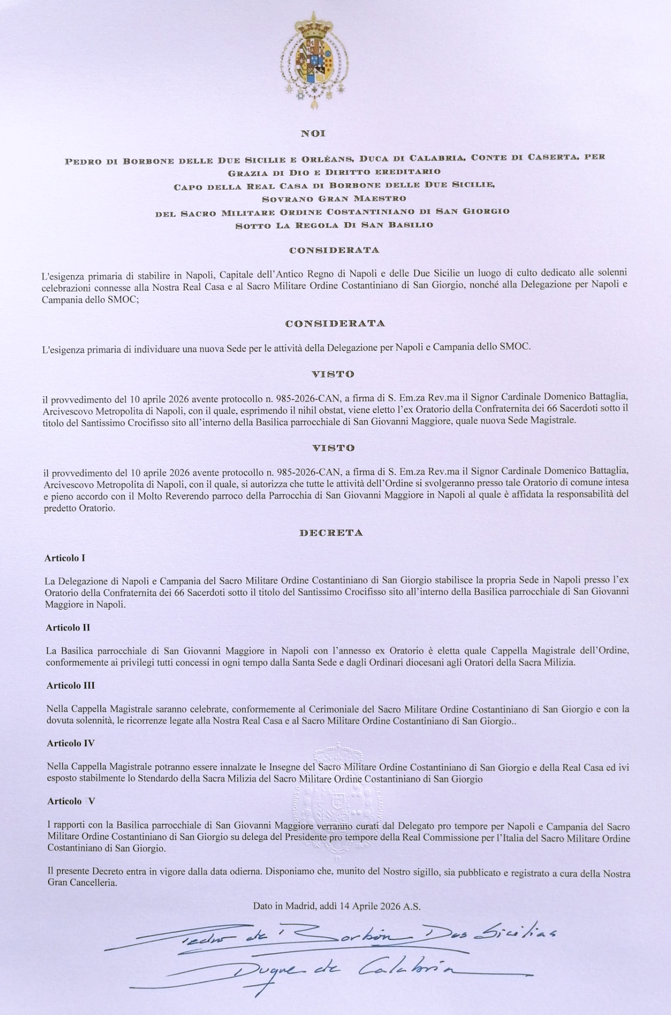 Decreto del Gran Maestro