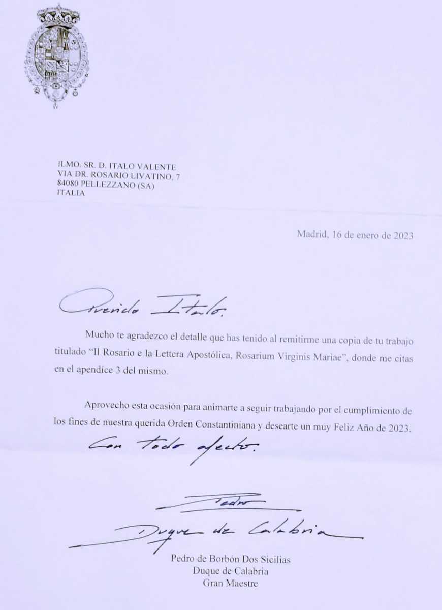 Lettera del Gran Maestro
